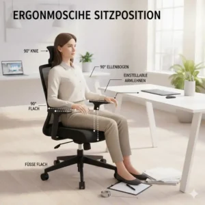 Die richtige Sitzposition im großen bürostuhl mit armlehnen test.