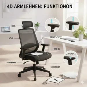 Detailansicht der verstellbaren Armlehnen aus unserem bürostuhl mit armlehnen test.