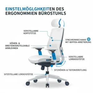 Die Einstellmöglichkeiten des ergonomischer bürostuhl test für home office zur individuellen Anpassung.