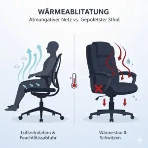 Infografik zur Wärmeableitung aus unserem bürostuhl atmungsaktiv test.