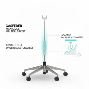 Belastungstest der Gasfeder für einen langlebiger bürostuhl test zur Haltbarkeit.