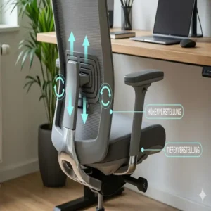 Die verstellbare Lordosenstütze beim Bürostuhl Preis Leistungssieger 2026.