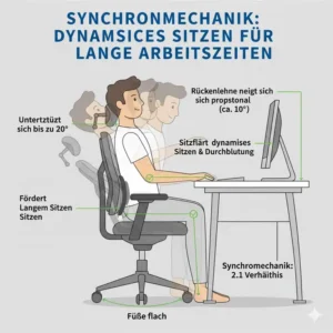 Diagram explaining the synchronous mechanism required for a high-quality bürostuhl für lange arbeitszeiten test score.