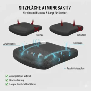 Belüftete Sitzfläche eines Schreibtischstuhls im bürostuhl atmungsaktiv test.