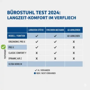 Comparison chart of various models analyzed during our bürostuhl für lange arbeitszeiten test.