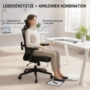 Rückenunterstützung und Komfortmerkmale im aktuellen bürostuhl mit armlehnen test.