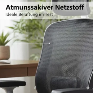Ansicht des atmungsaktiven Materials, wichtig für den ergonomischer bürostuhl test für home office im Sommer.