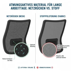 Close-up of breathable mesh material found on top-rated chairs in the bürostuhl für lange arbeitszeiten test.
