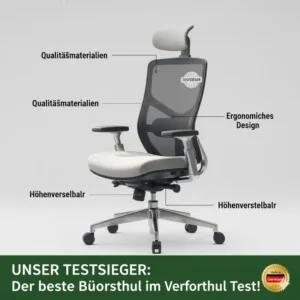 Ansicht des Testsieger-Modells aus den aktuellen Bürostuhl Testberichte Deutsch, bekannt für beste Gesamtleistung.