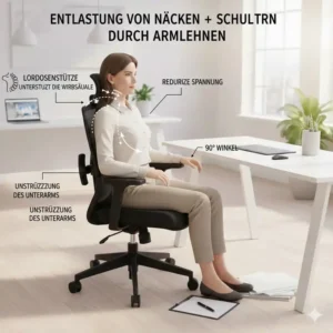 Illustration zur Entlastung der Schultern im bürostuhl mit armlehnen test.