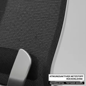 Detail des atmungsaktiven Netzstoffs der Rückenlehne am bürostuhl testsieger 2026 ergonomisch.