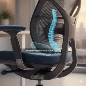 Detailed view of the lumbar support system of a rueckenschonender buerostuhl empfehlung.