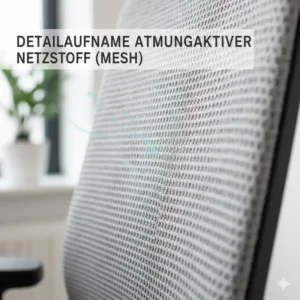 Nahaufnahme von atmungsaktivem Mesh-Gewebe in einem Bürostuhl für Schwitzen Vergleich.