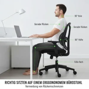 Die korrekte Sitzposition im ergonomie bürostuhl vergleich zur Förderung der Rückengesundheit.