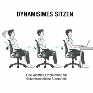 Grafik zum dynamischen Sitzen als rückenfreundlicher Bürostuhl Empfehlung.
