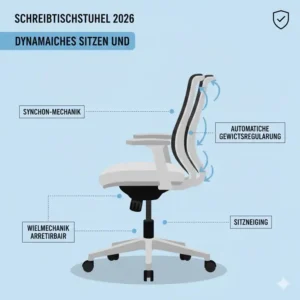 Illustration zum Thema dynamisches Sitzen, basierend auf dem schreibtischstuhl test 2026.