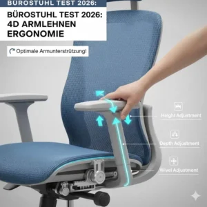 Verstellbare 4D-Armlehnen zur optimalen Ergonomie laut dem bürostuhl bequem test 2026 Expertenbericht.