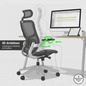 Einstellung der 4D-Armlehnen für optimale Ergonomie im orthopädischer bürostuhl test.