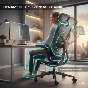 Illustration of the dynamic sitting mechanism in a rueckenschonender buerostuhl empfehlung.