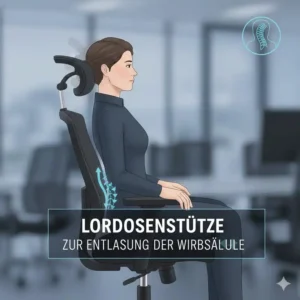 Grafik zur Lordosenstütze an einem Bürostuhl gegen Nackenschmerzen für eine gesunde Wirbelsäule.