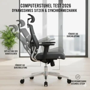 Darstellung der Synchronmechanik für gesundes Sitzen im computerstuhl test 2026.