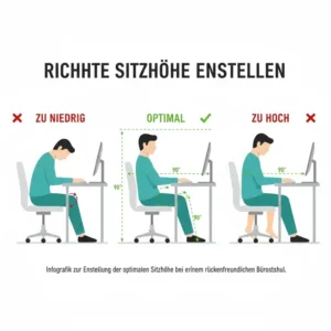 Die richtige Sitzhöhe einstellen gemäß dem Bürostuhl rückenfreundlich Test.