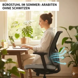 Eine Person am Schreibtisch nutzt einen Testsieger aus dem Bürostuhl für Schwitzen Vergleich.