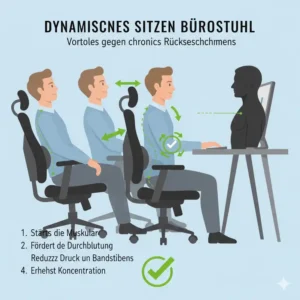 Grafik zum dynamischen Sitzen mit einem ergonomischer bürostuhl gegen rückenschmerzen.