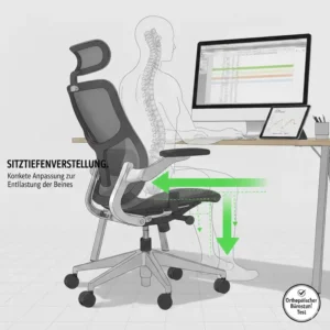 Die optimale Sitztiefenverstellung im großen orthopädischer bürostuhl test Vergleich.