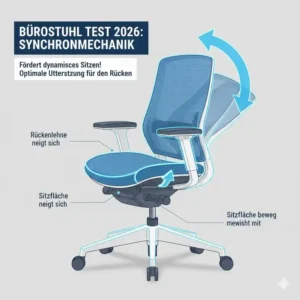 Funktionsweise der Synchronmechanik für dynamisches Sitzen im großen bürostuhl bequem test 2026 Vergleich.