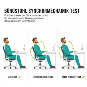 Vorteile der Synchronmechanik erklärt im Bürostuhl rückenfreundlich Test.