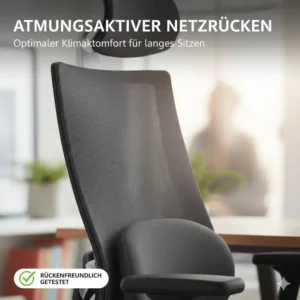 Atmungsaktives Netzgewebe als Merkmal im Bürostuhl rückenfreundlich Test.