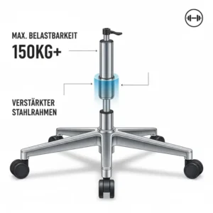 Infografik über die hohe Belastbarkeit von einem Bürostuhl ergonomisch für Übergewichtige.