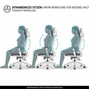 Grafik zum dynamischen Sitzen mit einem Bürostuhl für Haltung verbessern.