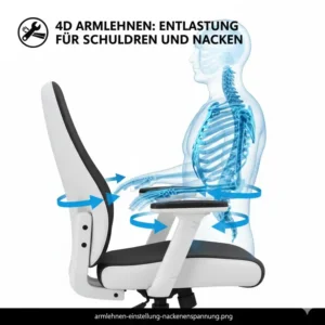 Einstellung der 4D-Armlehnen bei einem Bürostuhl für Haltung verbessern.