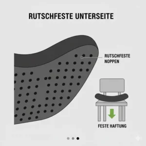 Die Unterseite zeigt, warum dieses Bürostuhl Sitzkissen ergonomisch und rutschfest ist.