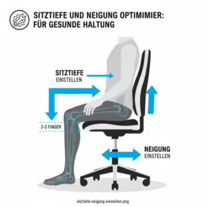 Anleitung zur Einstellung der Sitztiefe beim Bürostuhl für Haltung verbessern.