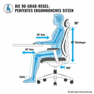 Die 90-Grad-Sitzposition auf einem Bürostuhl für Haltung verbessern.