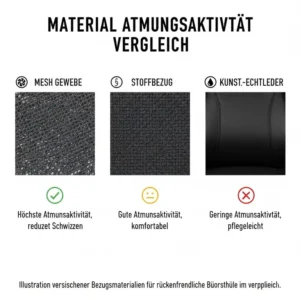 Atmungsaktive Materialien im Vergleich für eine rückenfreundlicher Bürostuhl Empfehlung.