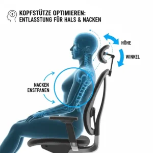 Optimale Nackenstütze an einem Bürostuhl für Haltung verbessern.