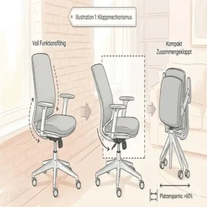 Illustration eines Klappmechanismus für bürostuhl für kleine wohnung.