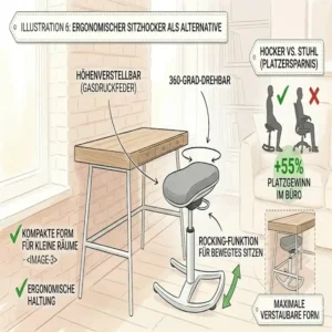 Ein ergonomischer Sitzhocker als platzsparende Alternative zum bürostuhl für kleine wohnung.