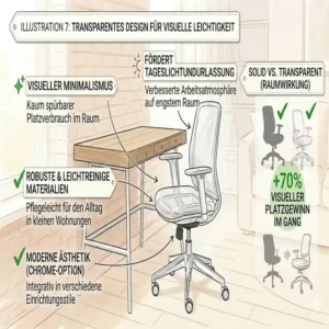 Ein transparenter bürostuhl für kleine wohnung für eine visuelle Leichtigkeit im Raum.