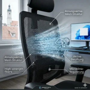 Atmungsaktive Mesh-Struktur für den bürostuhl für lange gaming sessions für perfekte Belüftung beim Zocken.
