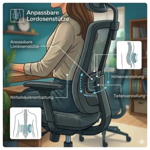 Die Bedeutung der Lordosenstütze bei einem bürostuhl für dual monitor setup.