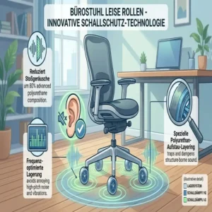 Infografik zur Reduzierung der Dezibel-Werte durch innovative Bürostuhl leise rollen im Büro.