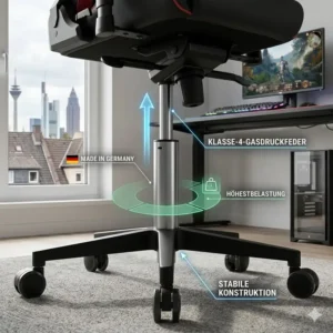 Stabile Klasse-4 Gasdruckfeder sorgt beim bürostuhl für lange gaming sessions für Sicherheit und Haltbarkeit.