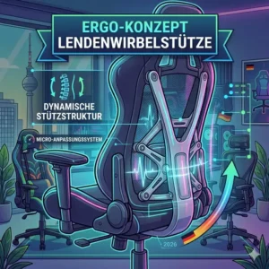 Illustration focusing on the advanced ergonomic lumbar support system of a chair from the gaming bürostuhl test 2026.