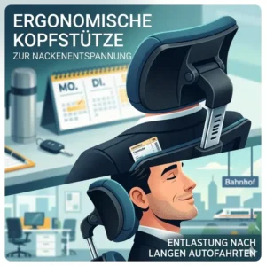Ein bürostuhl für berufspendler mit Kopfstütze zur Nackenentspannung nach der Fahrt.