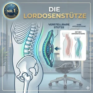 Illustration of stress testing on the mesh backrest of a high-end chair, conducted during the premium bürostuhl test 2026.